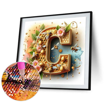 The Letter C With A Bee - Full Round Drill Diamond Painting 30*30CM