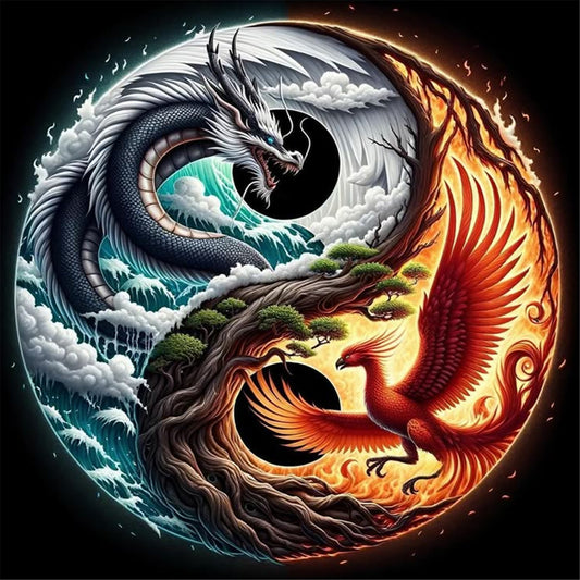 Tai Chi Dragon And Phoenix - Full Round Drill Diamond Painting 40*40CM