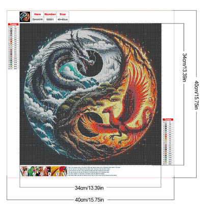 Tai Chi Dragon And Phoenix - Full Round Drill Diamond Painting 40*40CM