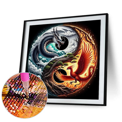 Tai Chi Dragon And Phoenix - Full Round Drill Diamond Painting 40*40CM