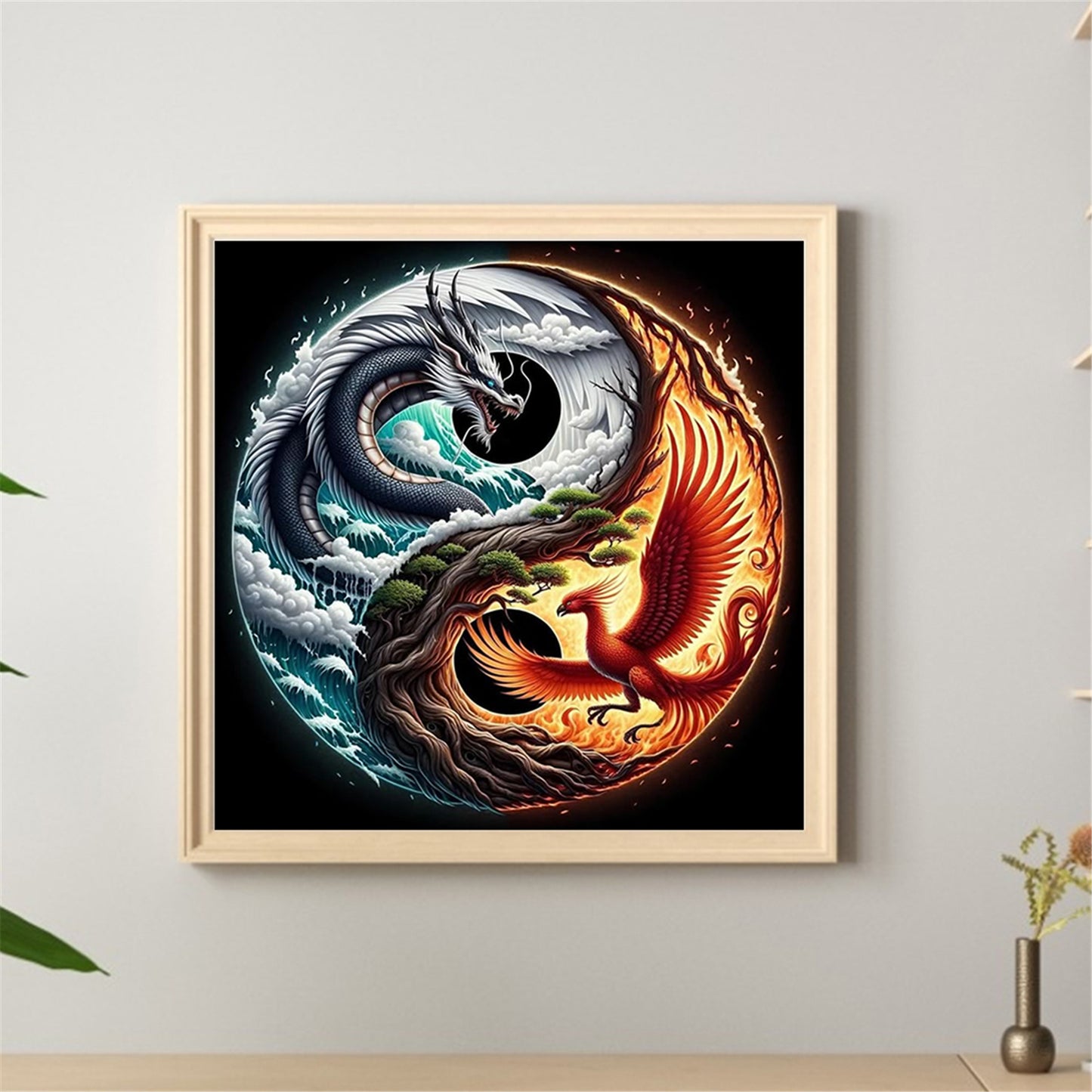 Tai Chi Dragon And Phoenix - Full Round Drill Diamond Painting 40*40CM