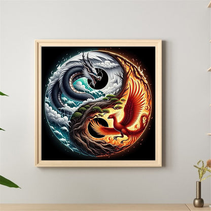 Tai Chi Dragon And Phoenix - Full Round Drill Diamond Painting 40*40CM