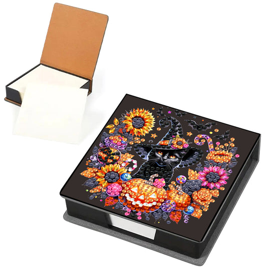5D DIY PU Diamond Art Note Box with 160 Sheets Paper Mosaic Kit (Halloween)