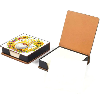 5D DIY PU Diamond Art Note Box with 160 Sheets Paper Memo Pad Holder (Bee)