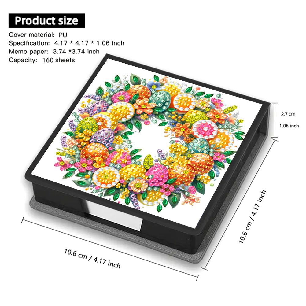 5D DIY PU Diamond Art Note Box with 160 Sheets Paper Memo Pad Holder (Fruit)