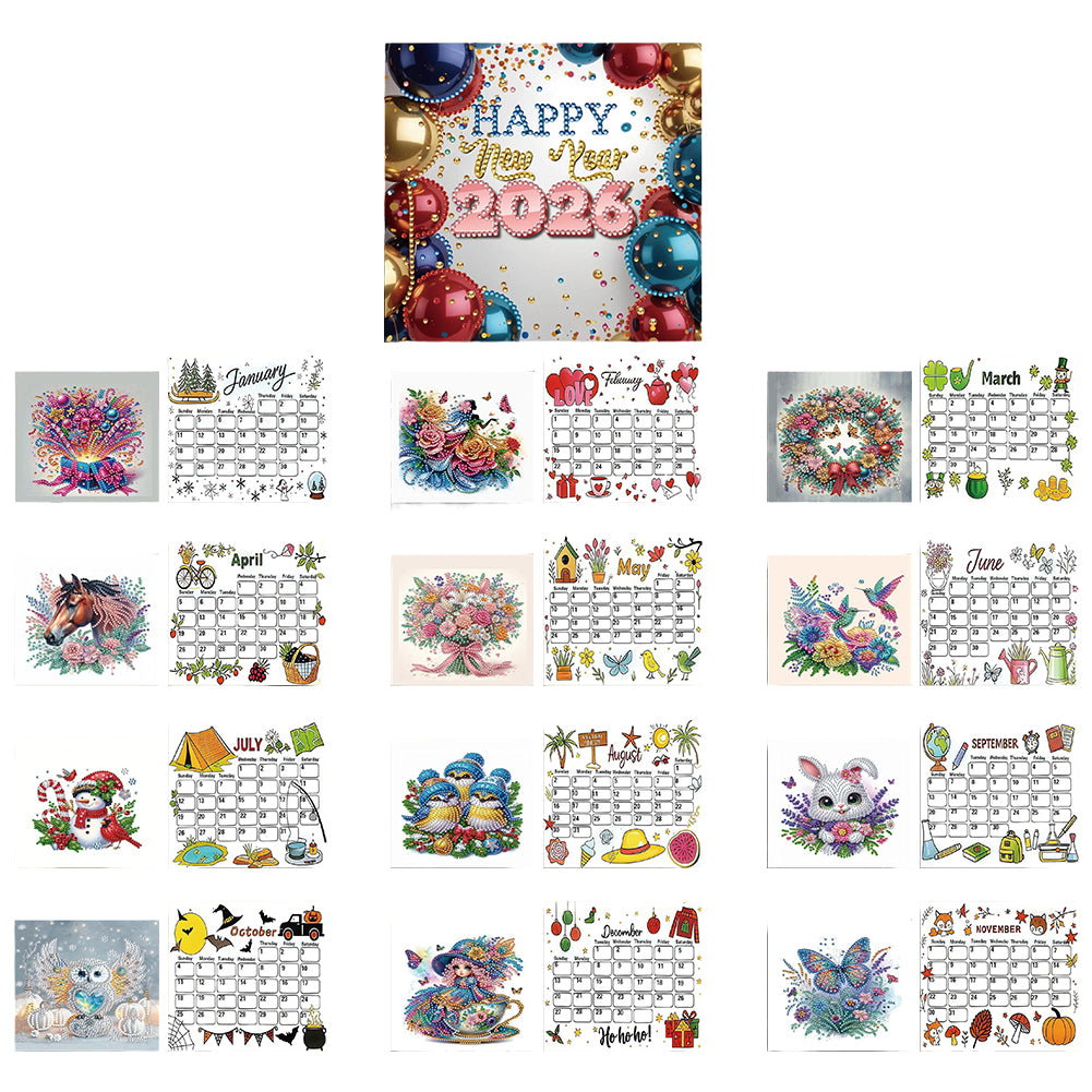 5D/DIY Diamond Painting Calendar Kit Partial Drill Diamond Art Paper Calendar
