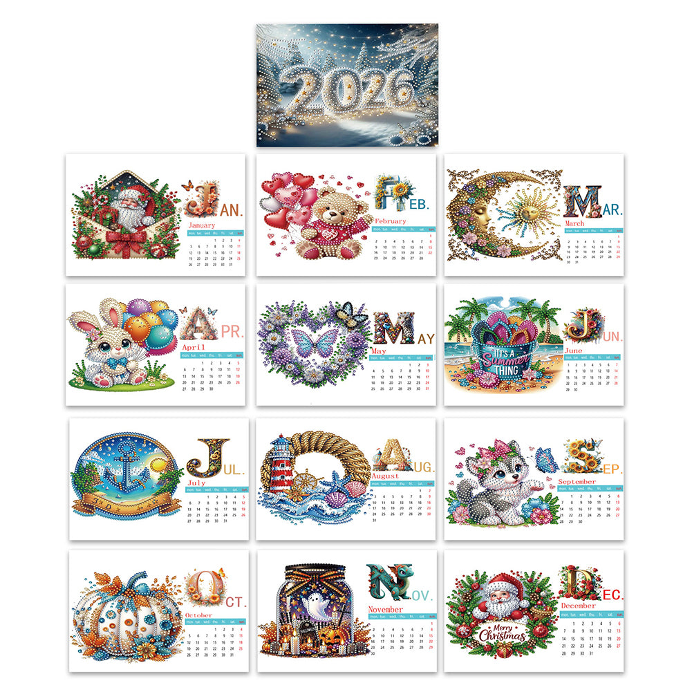 5D/DIY Diamond Painting Calendar Kit Partial Drill Diamond Art Paper Calendar