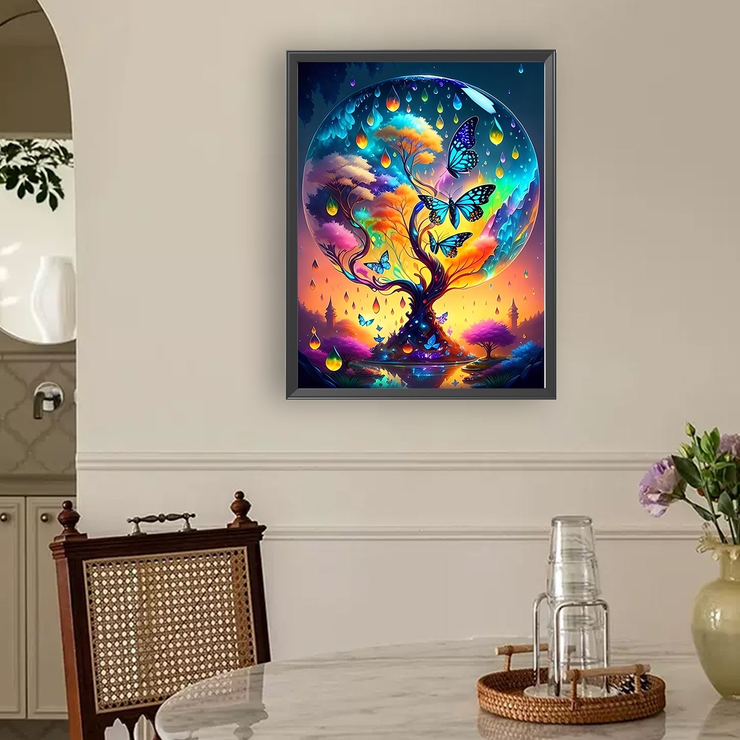 Tree Of Life With Butterflies - Full Round Drill Diamond Painting 30*40CM