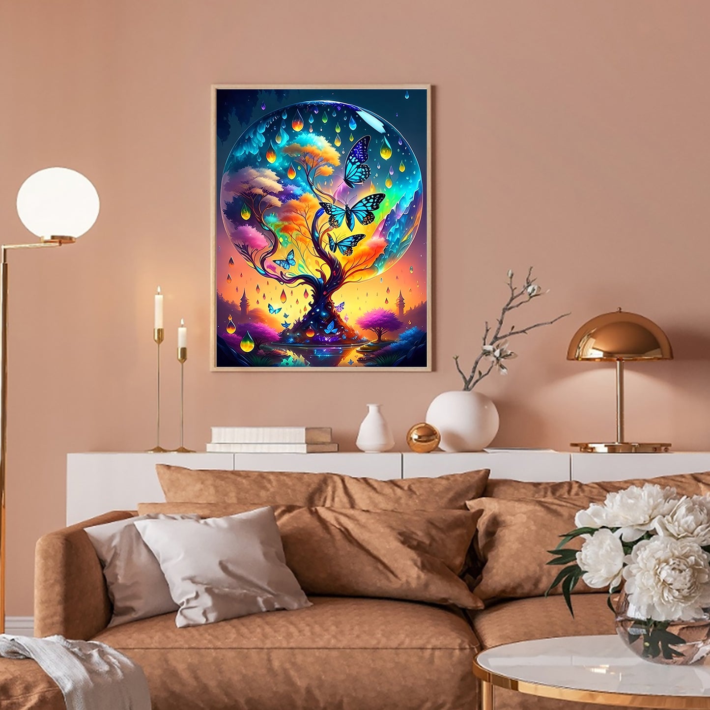 Butterfly And Tree Of Life - Full Round Drill Diamond Painting 30*40CM