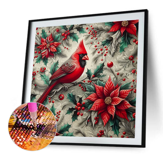 Poinsettia And Cardinal - Full Round Drill Diamond Painting 40*40CM