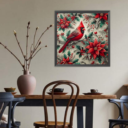 Poinsettia And Cardinal - Full Round Drill Diamond Painting 40*40CM