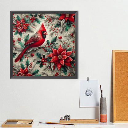 Poinsettia And Cardinal - Full Round Drill Diamond Painting 40*40CM