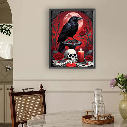 Skull And Crow - Full Round Drill Diamond Painting 30*40CM