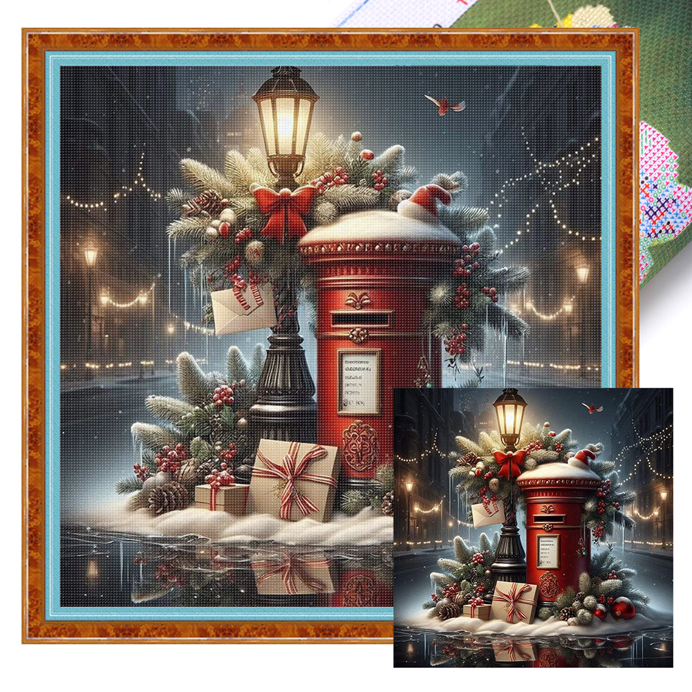 Christmas Mailbox - 11CT Stamped Cross Stitch 45*45CM