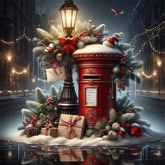 Christmas Mailbox - 11CT Stamped Cross Stitch 45*45CM