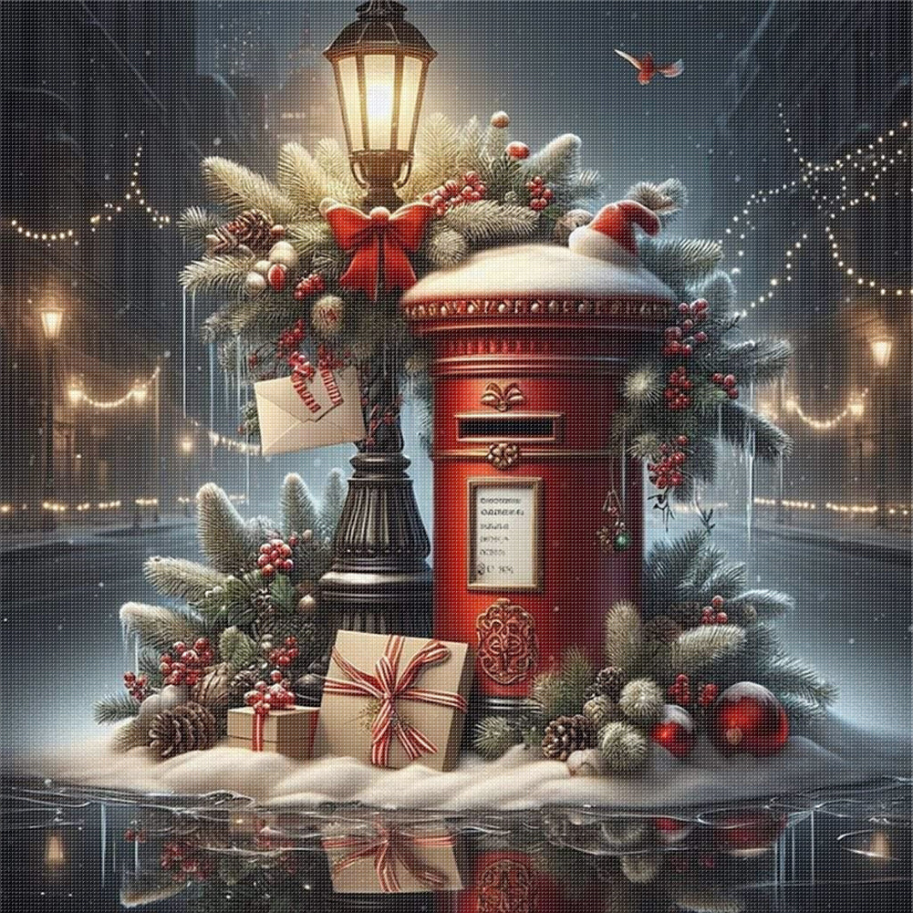 Christmas Mailbox - 11CT Stamped Cross Stitch 45*45CM