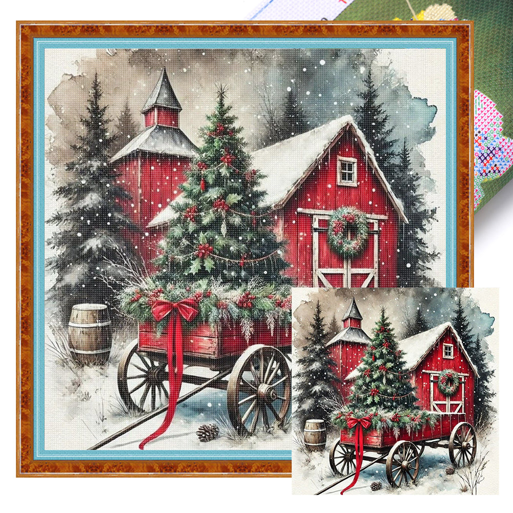 Christmas Scenery - 11CT Stamped Cross Stitch 45*45CM