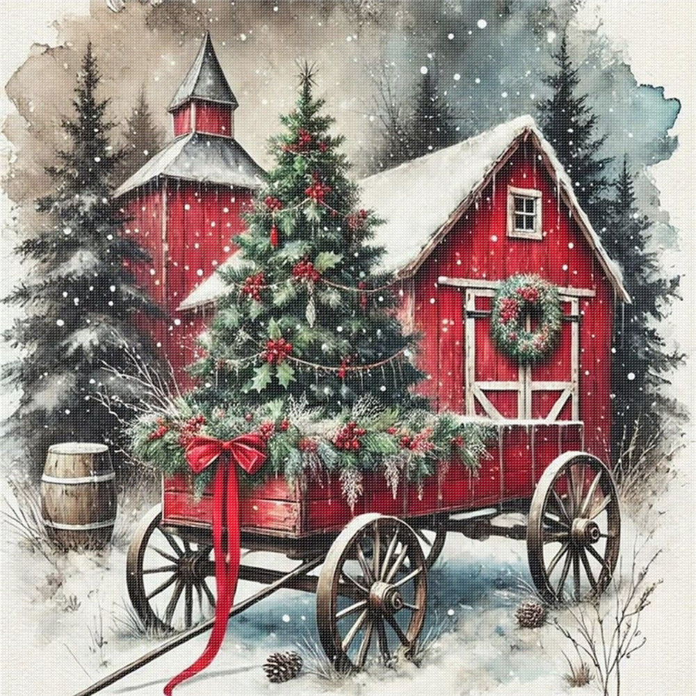 Christmas Scenery - 11CT Stamped Cross Stitch 45*45CM