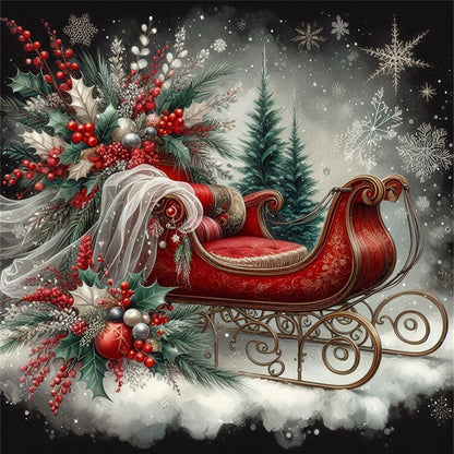 Sleigh - 11CT Stamped Cross Stitch 45*45CM