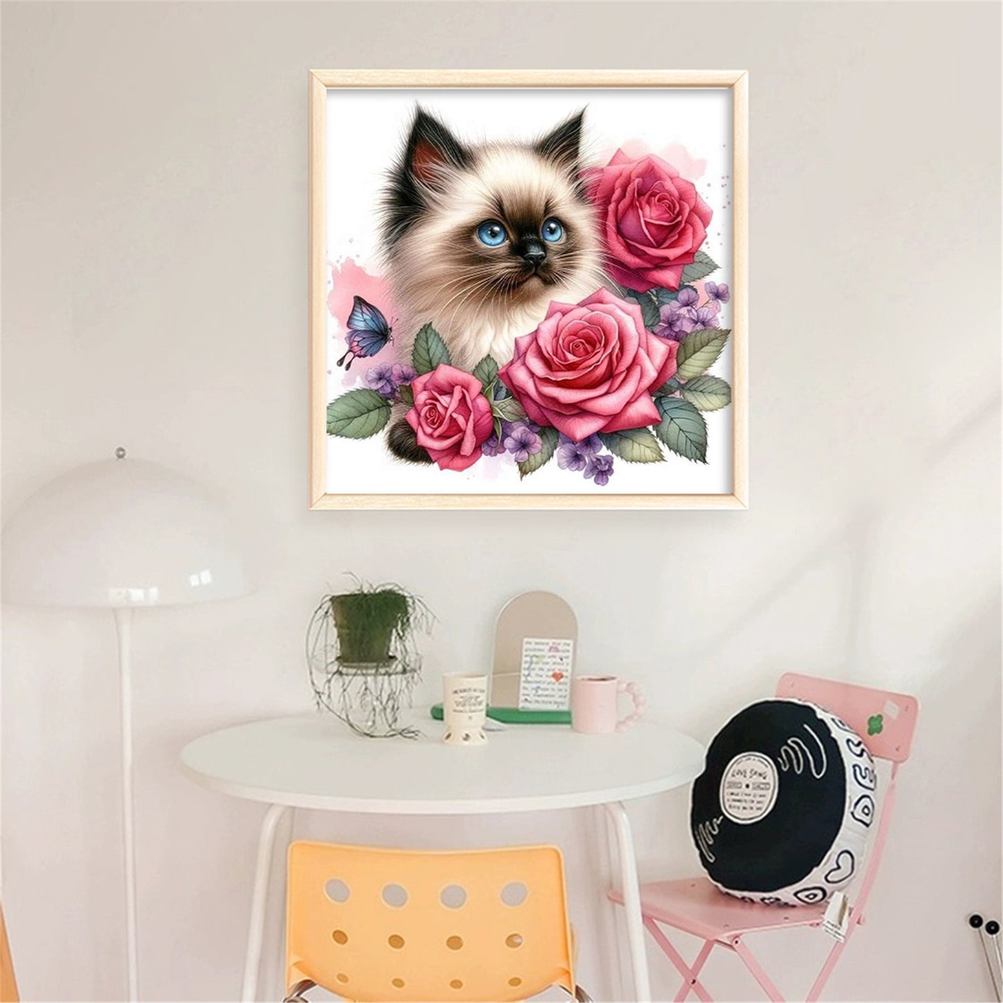 Rose Siamese Cat - 11CT Stamped Cross Stitch 40*40CM
