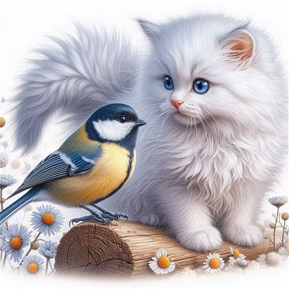 Cat And Robin - 11CT Stamped Cross Stitch 40*40CM