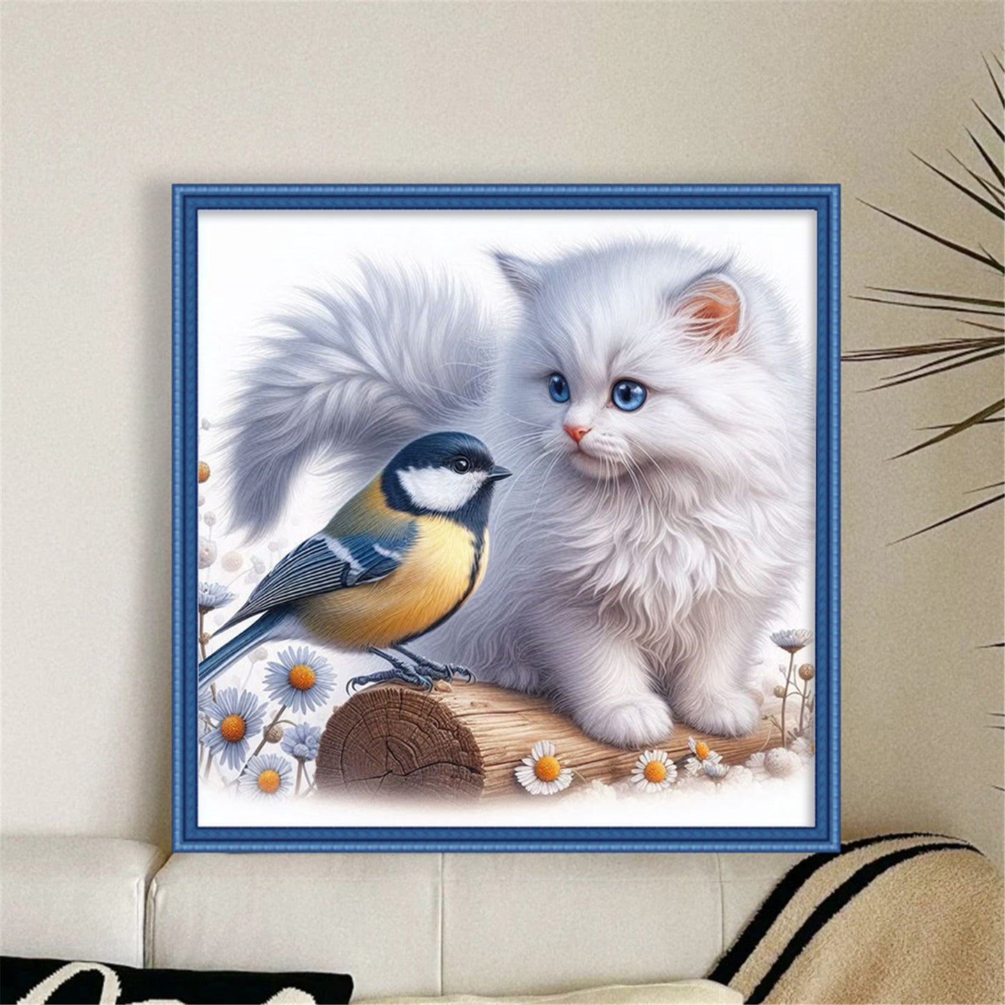 Cat And Robin - 11CT Stamped Cross Stitch 40*40CM