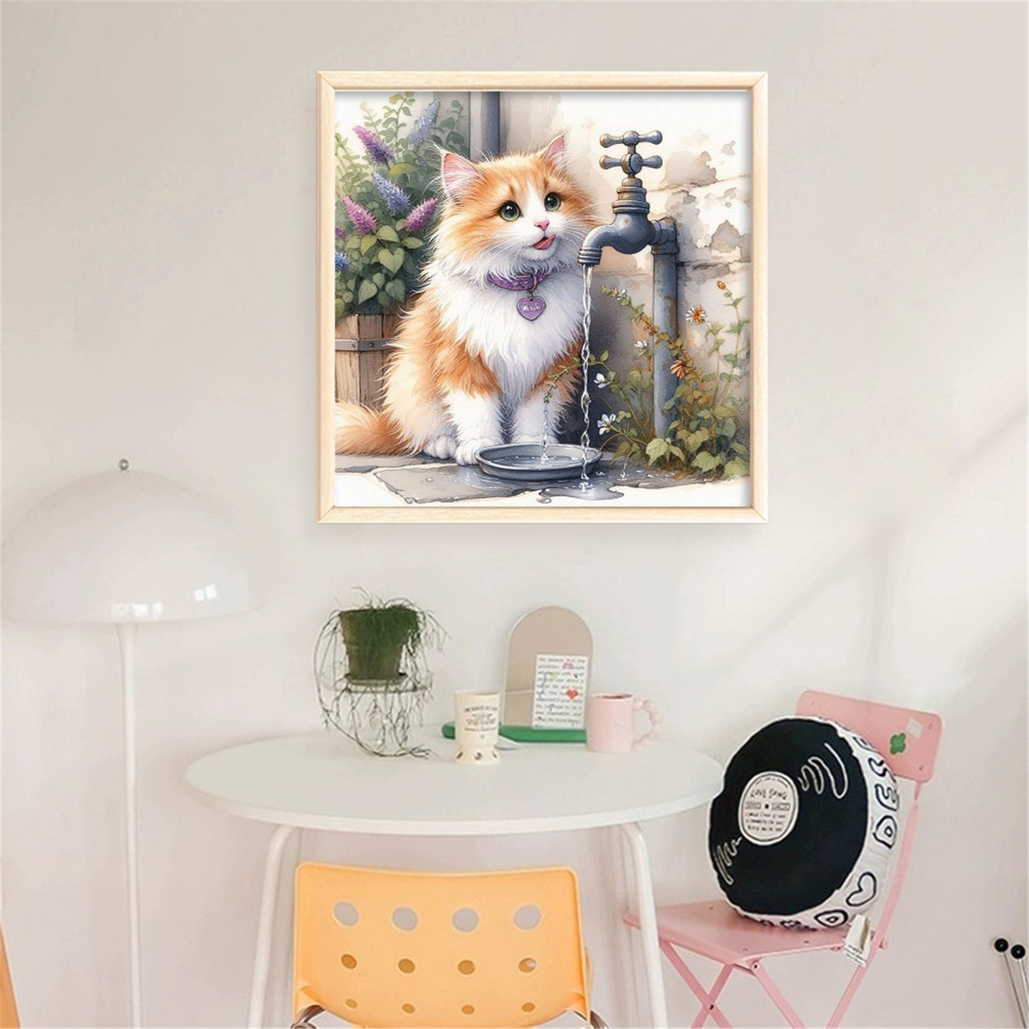 Kitten Drinking Water - 11CT Stamped Cross Stitch 40*40CM