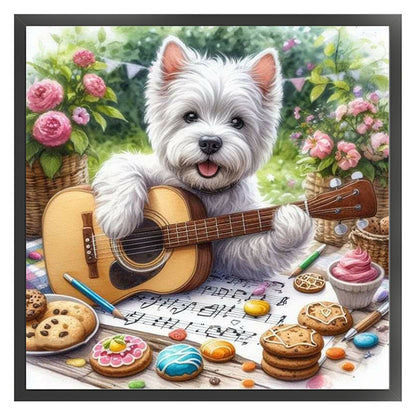 Guitar Schnauzer - 11CT Stamped Cross Stitch 40*40CM