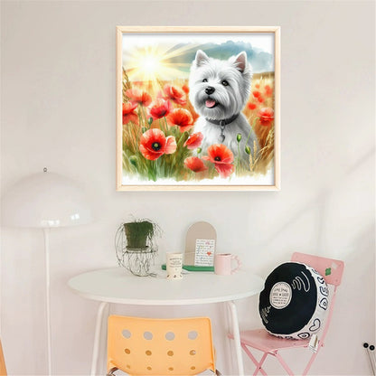 Poppy Schnauzer - 11CT Stamped Cross Stitch 40*40CM