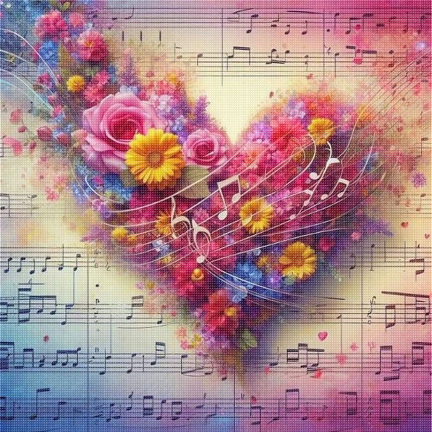 Heart-Shaped Flowers - 11CT Stamped Cross Stitch 40*40CM