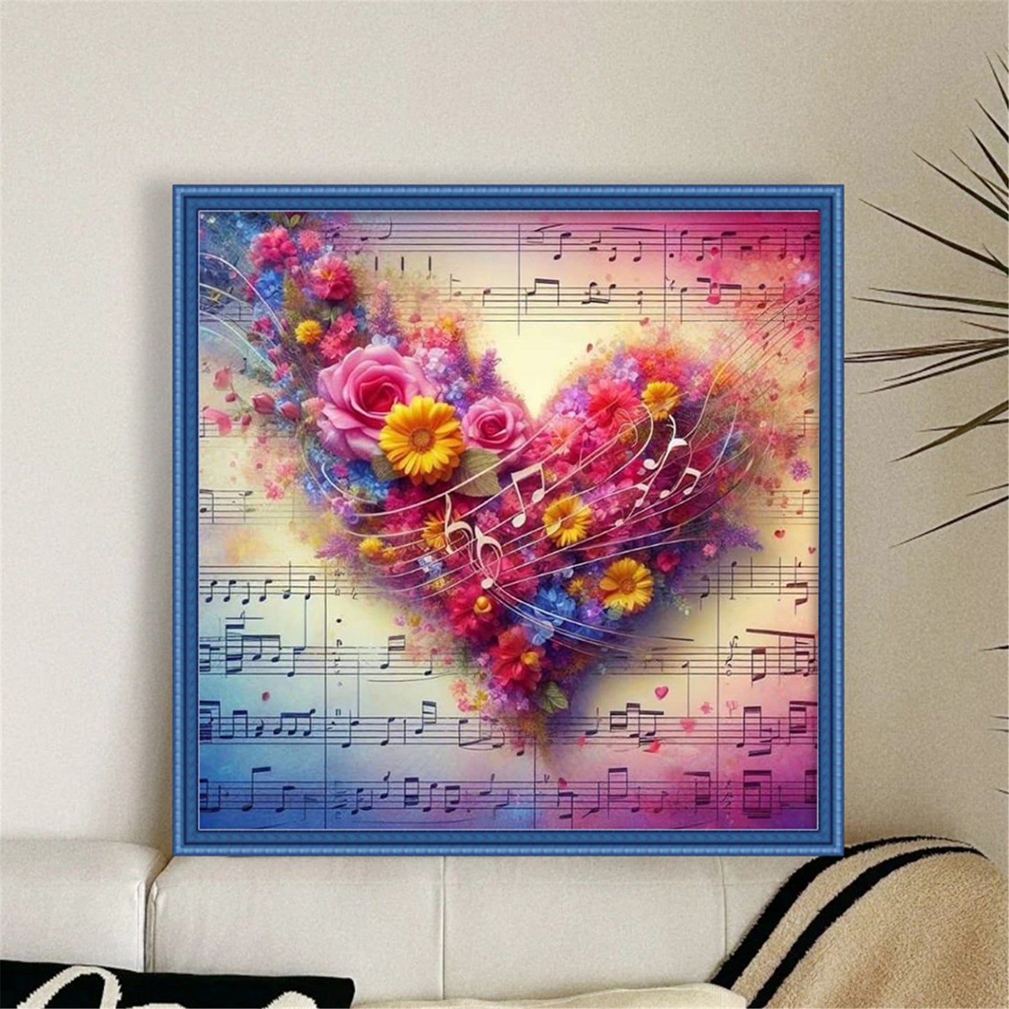 Heart-Shaped Flowers - 11CT Stamped Cross Stitch 40*40CM