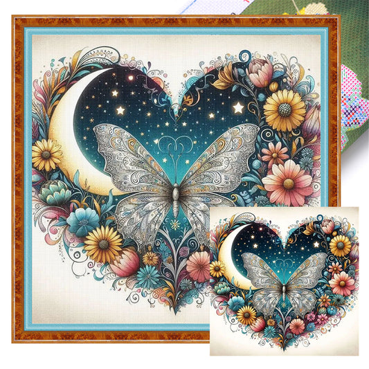 Heart-Shaped Flowers - 11CT Stamped Cross Stitch 40*40CM