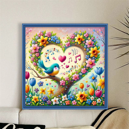 Heart-Shaped Flowers - 11CT Stamped Cross Stitch 40*40CM