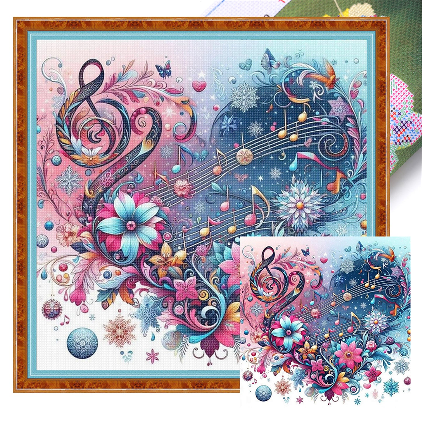 Heart-Shaped Flowers - 11CT Stamped Cross Stitch 40*40CM
