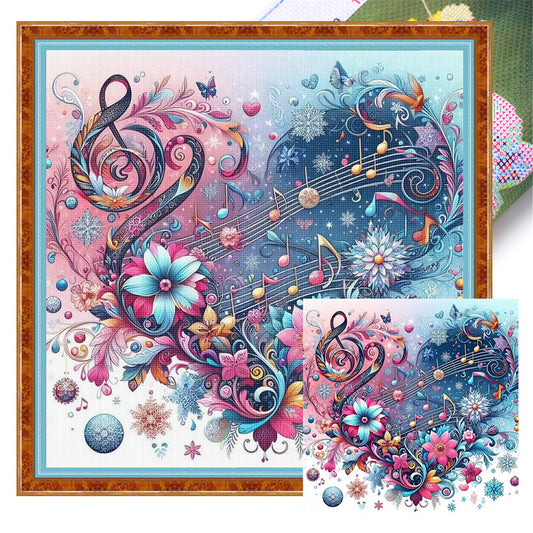 Heart-Shaped Flowers - 11CT Stamped Cross Stitch 40*40CM