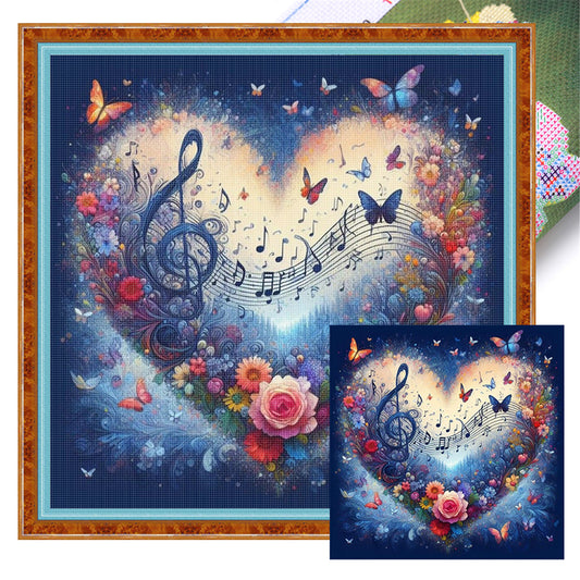 Heart-Shaped Flowers - 11CT Stamped Cross Stitch 40*40CM