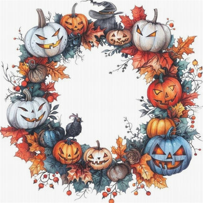 Pumpkin Wreath - 11CT Stamped Cross Stitch 40*40CM