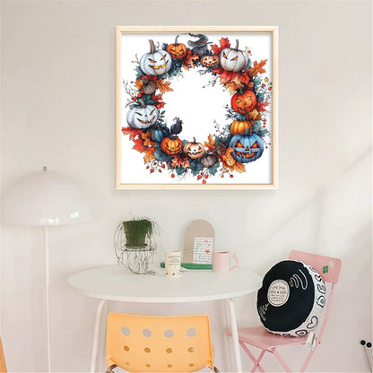 Pumpkin Wreath - 11CT Stamped Cross Stitch 40*40CM
