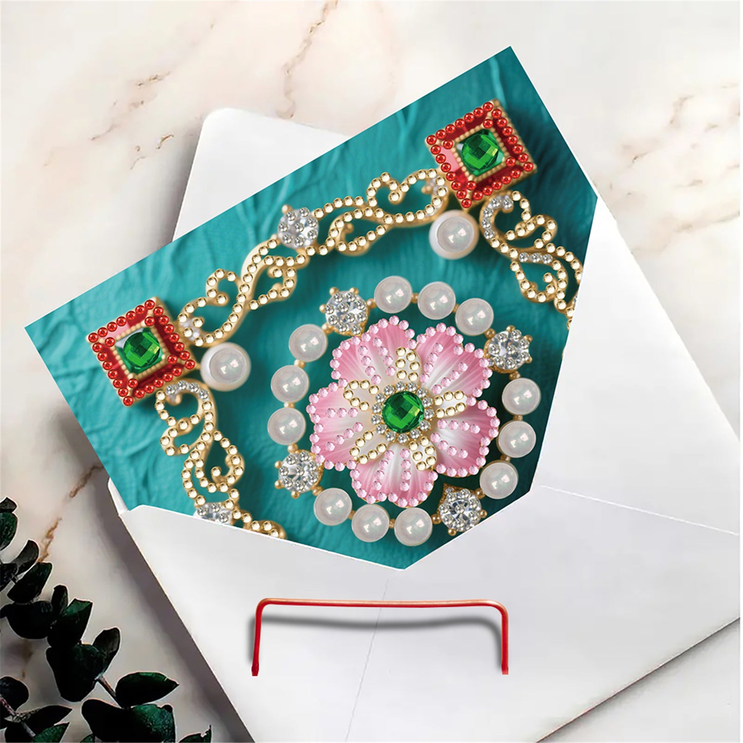 6pcs DIY Floral Pattern Diamond Art Greeting Cards for Festivals and Celebration