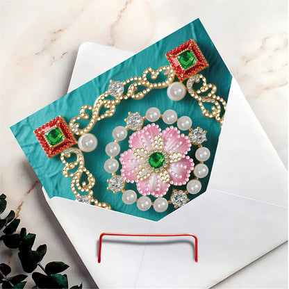 6pcs DIY Floral Pattern Diamond Art Greeting Cards for Festivals and Celebration