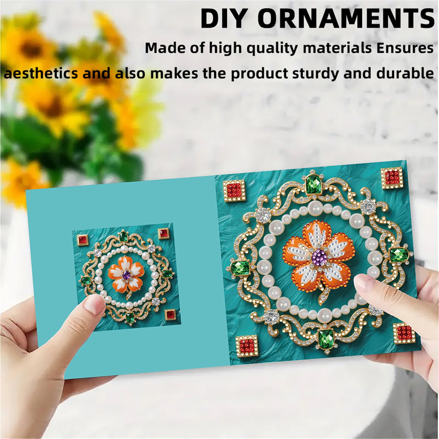 6pcs DIY Floral Pattern Diamond Art Greeting Cards for Festivals and Celebration