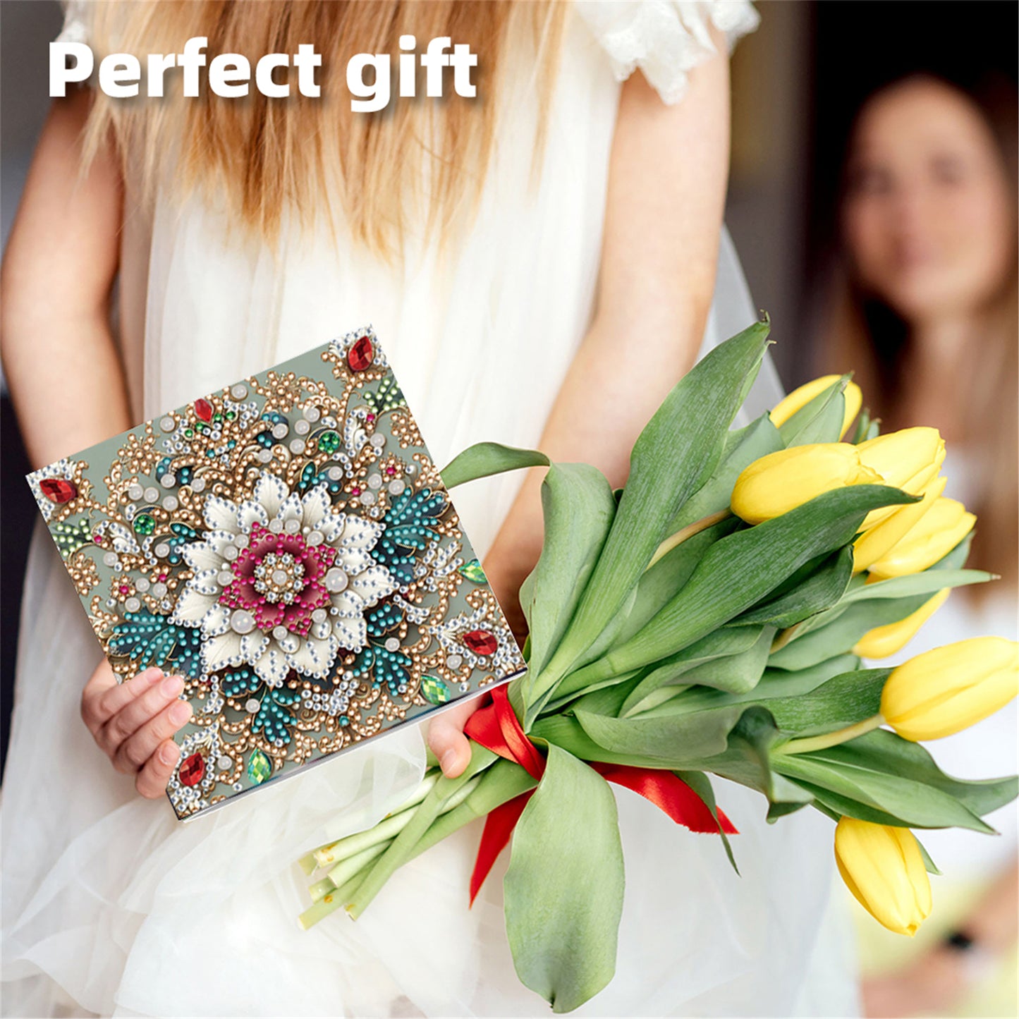 6pcs DIY Retro Pattern Diamond Art Greeting Cards for Festivals and Celebrations