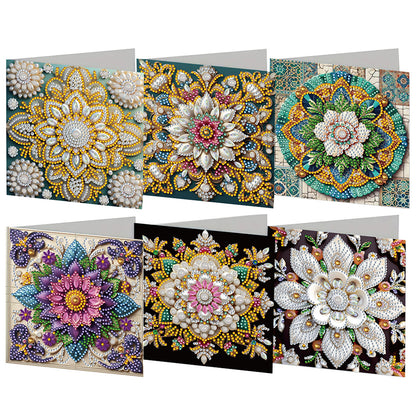 6pcs DIY Mandala Diamond Art Greeting Cards for Festivals and Celebrations