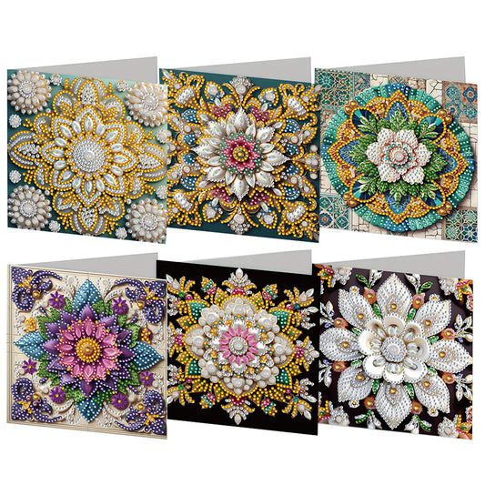 6pcs DIY Mandala Diamond Art Greeting Cards for Festivals and Celebrations