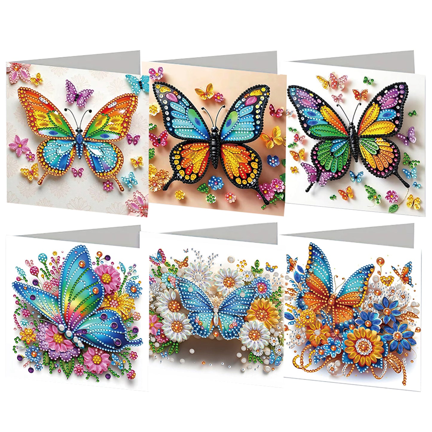 6pcs DIY Butterfly Diamond Art Greeting Cards for Festivals and Celebrations