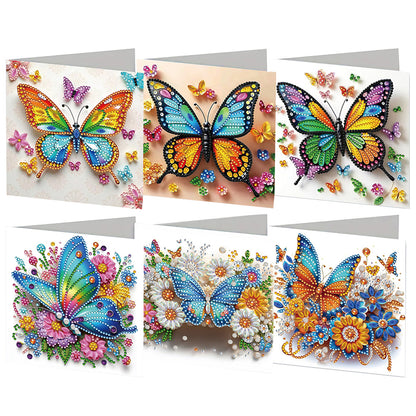 6pcs DIY Butterfly Diamond Art Greeting Cards for Festivals and Celebrations