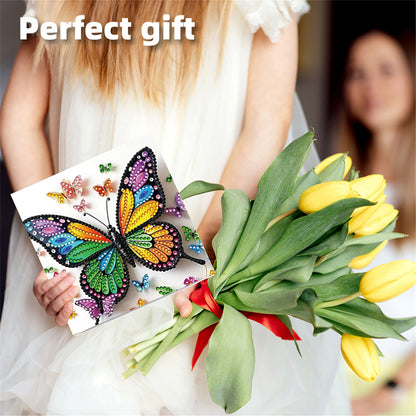 6pcs DIY Butterfly Diamond Art Greeting Cards for Festivals and Celebrations
