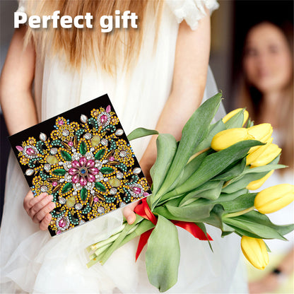 6pcs DIY Flower Pattern Diamond Art Greeting Cards for Festivals and Celebration