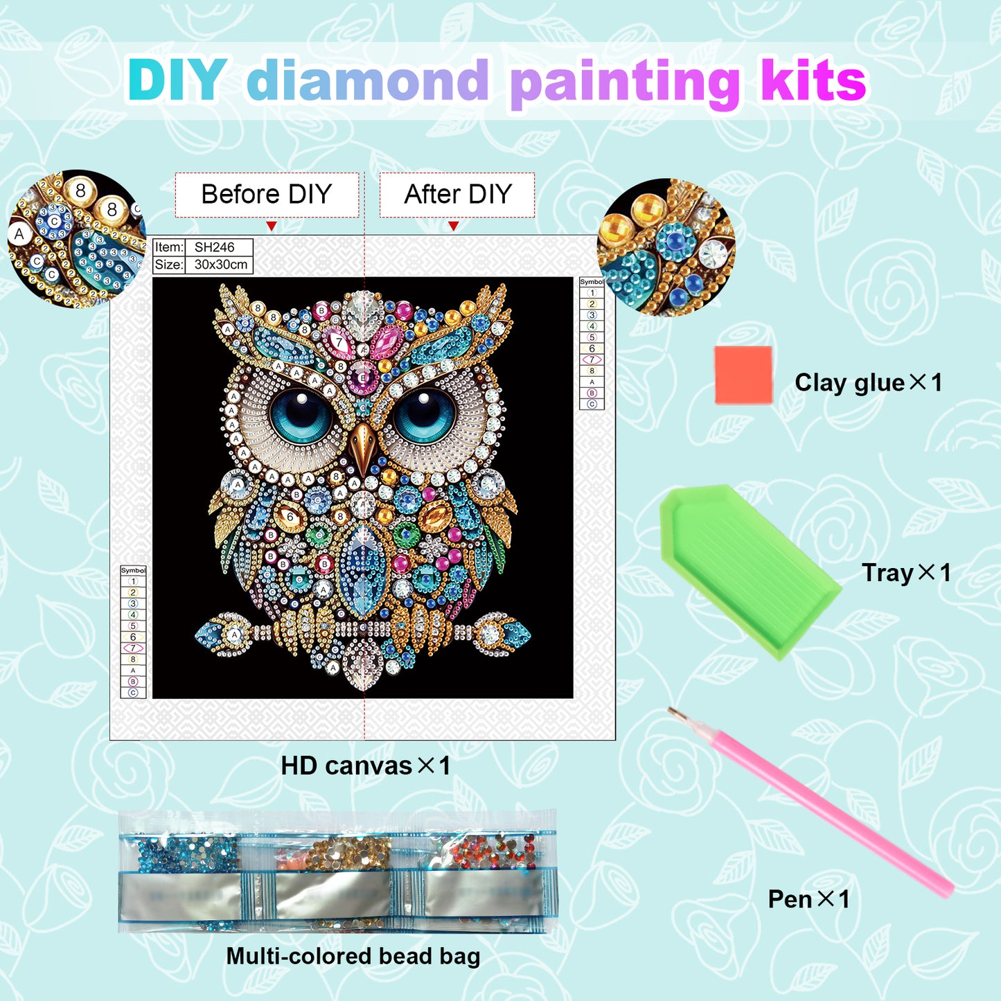 Owl - Special Shaped Drill Diamond Painting 30*30CM
