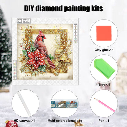 Christmas Cardinal - Special Shaped Drill Diamond Painting 30*30CM